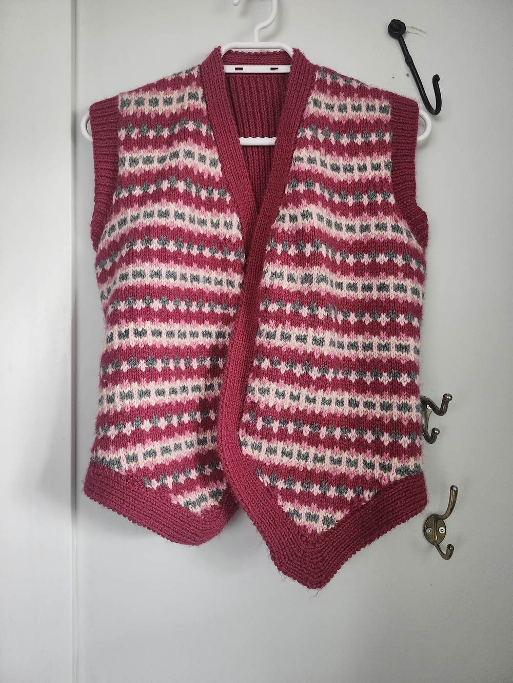 Hand Knit Pink Sweater Vest, Handmade, Boho, Women’s Medium